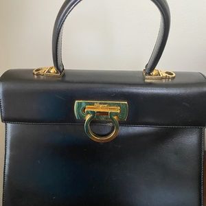 Ferragamo Black Leather Ladies Handbag